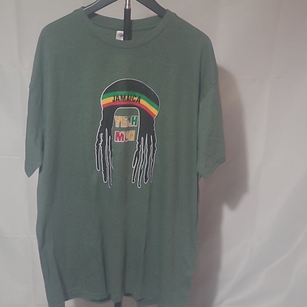 Y&S Jamaica Yeah Mon Green Graphic Cotton Polyester XL Short Sleeve T-Shirt